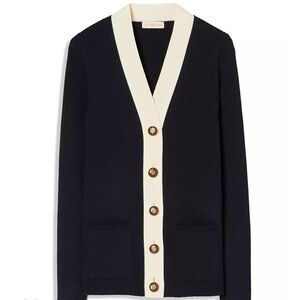 Tory Burch Navy and Cream Cardigan